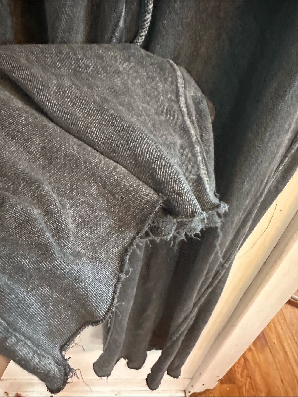 Three Bird Nest Mineral Wash Wide Leg Lounge Pants XL Gray Boho Raw Hem - Picture 4 of 6